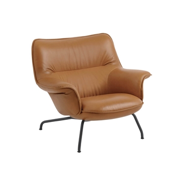 Muuto Doze Lounge Chair Låg rygg / Tube Base Refine Cognac Läder/Antracit Svart